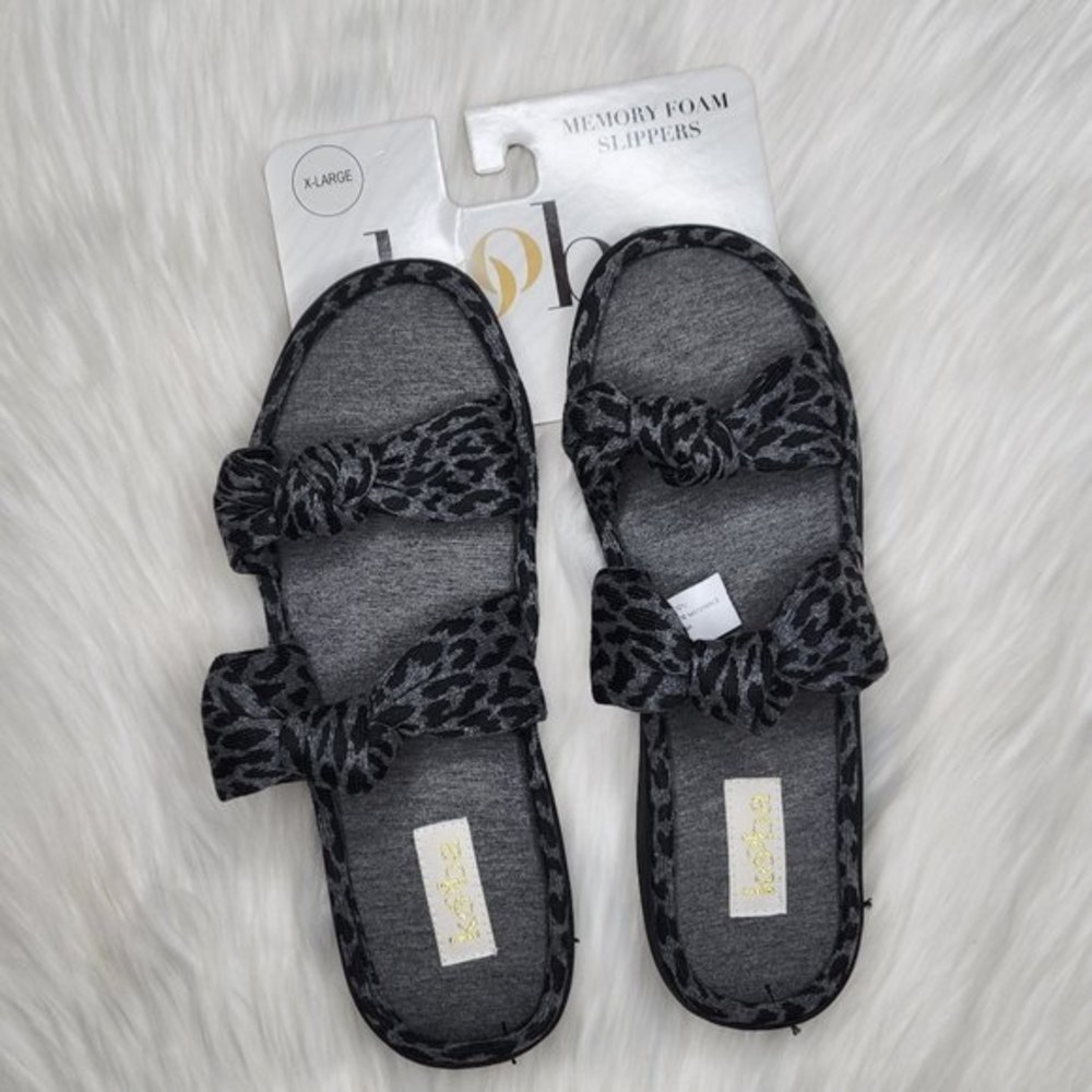 Kooba Leopard Open Toe Scuff Memory Foam Slippers Womens XL (9.5-10.5) NEW - Picture 3 of 8